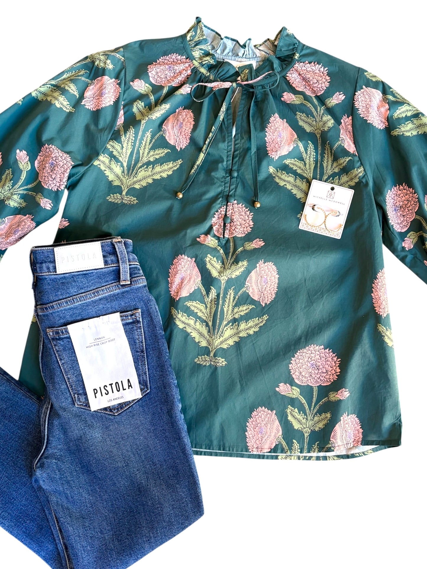 FLORA TOP- HUNTER GREEN