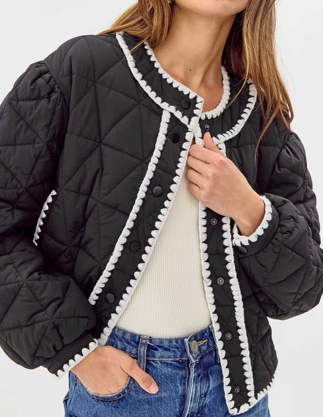 PRESTON QUILTED CONTRAST JACKET BLACK